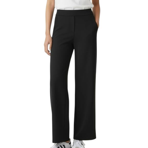 NWT OGL Textured Mid Rise Pull On Straight Pants Black Size Small - Picture 1 of 8